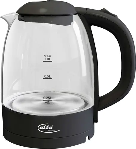 Elta GWK-1000.1 Wasserkocher Schwarz, Transparent Fassungsvermögen: 1l