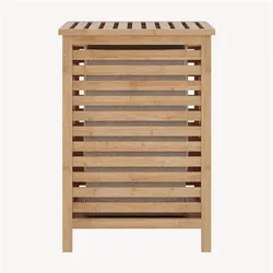 En.Casa, Wäschekorb, Wäschekorb Jystiand 64 L Lamellenoptik Bambus Natur (64 l)