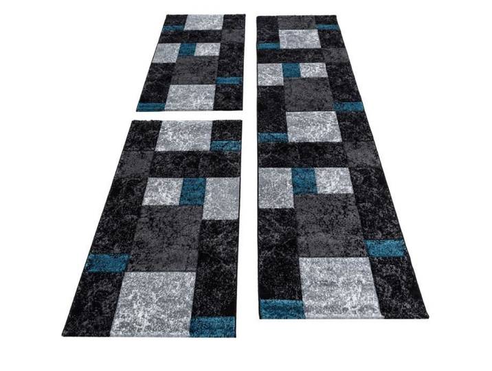 Tapis de coureur - Karting - Modèle 3 - Gris Bleu Blanc - 3 pièces - 80x150 cm et 80x300 cm