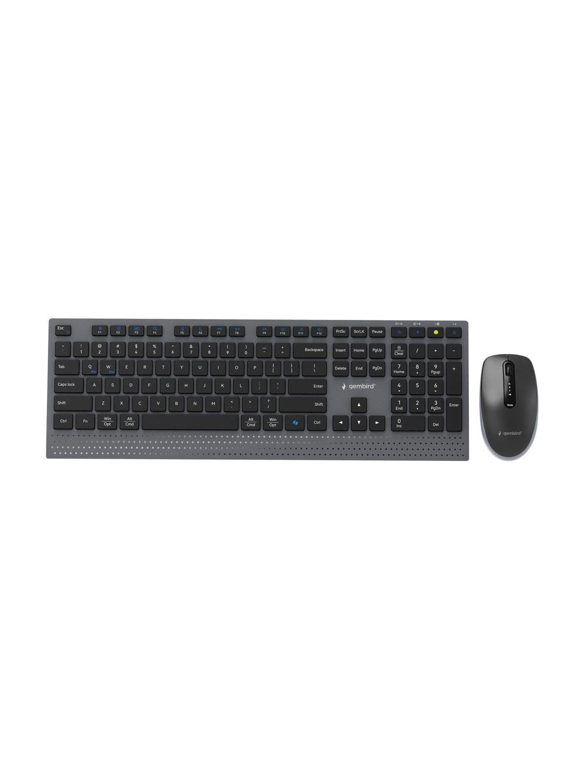 Gembird Slim wireless dual-mode desktop set - Tastatur & Maus Set - Full-Size - Englisch (US) - Schwarz