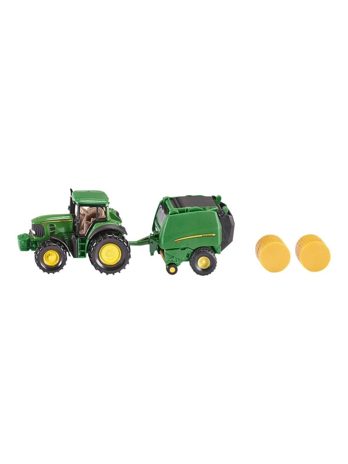 SIKU Siku John Deere Traktor mit Rundballenpresse