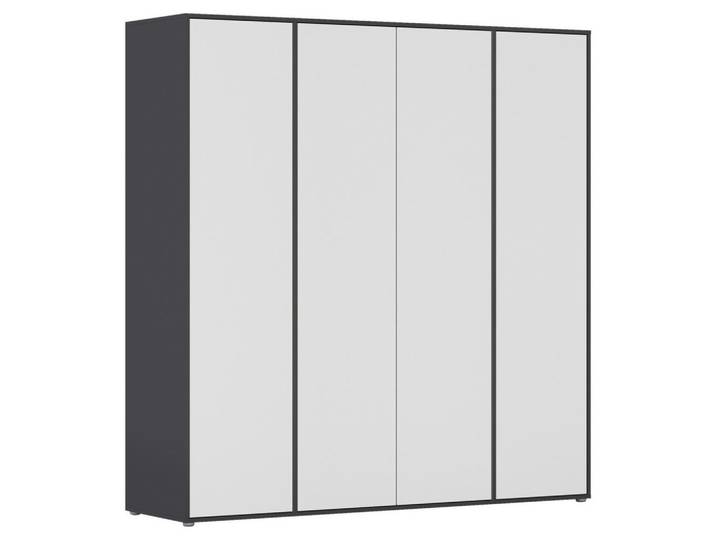 Rauch Möbel Drehtürenschrank, Grau, Weiß, 7 Fächer, 187x194x53 cm, Blauer Engel, Goldenes M, Made in Germany, Schlafzimmer, Kleiderschränke, Drehtürenschränke