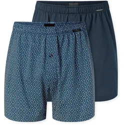 2 Schiesser Jersey-Boxer - Herren - Gr. S/4 - dunkelblau/print