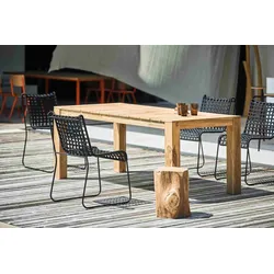 Gartenstuhl In/Out aus Metall, modernes Kufengestell, gepolstert, schwarz, robust und wetterfest