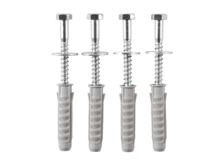 Schrauben- und Dübel-Set HAMA Schraubenset für die Befestigung von SAT-Halterungen, Beton Vollziegel , grau, L:80mm, Kunststoff, Metall, Schrauben, Schrauben- und Dübel-Set, mit Kunststoffdübel, Beilagscheiben, Schrauben, Flügelschrauben