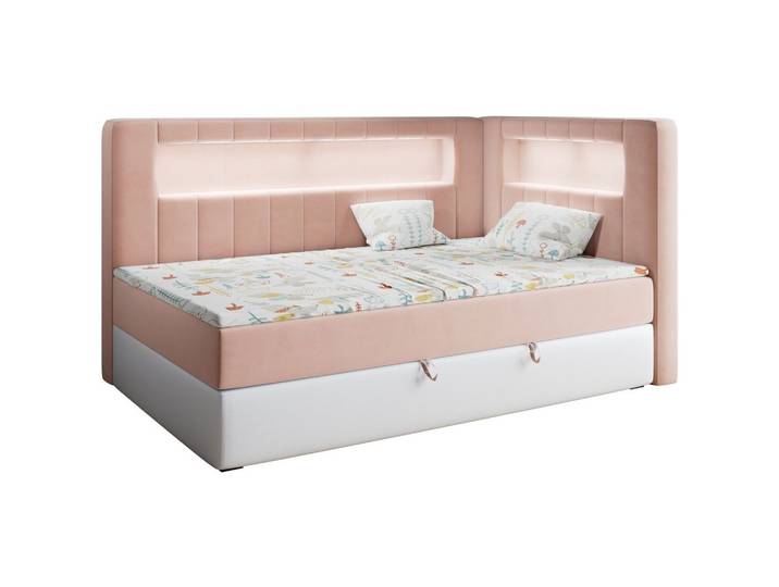 BOXSPRINGBETT JUNIOR GOLD 3 90/200 Rosa/Weiß - rechte Seite