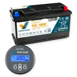 Voltrana Monitoring-Set 12,8V 180Ah Lithium LiFePO4 Batterie mit Victron BMV-712 Smart