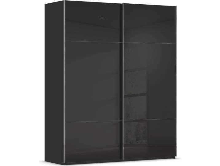 Schwebetürenschrank, Schwarz, 181x223x68 cm, Holzwerkstoff, 2 Kleiderstangen, Modern, Rauch