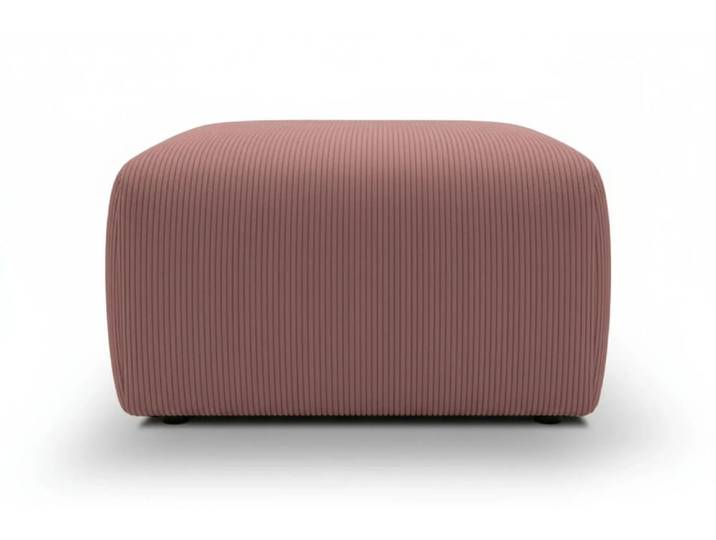 Pouf en velours côtelé rose 74x74x41