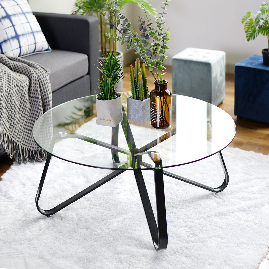 Metro Cross Legs Coffee Table Clear 40cm H X 80cm W X 80cm D