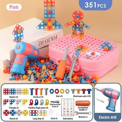 Uplift Treasures Montessori Toy DIY Nut And Bolt Assembly Set For Fine Motor Skills red (351 Pcs)