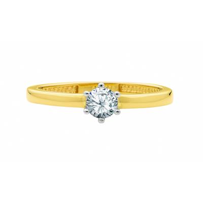 Solitärring ADELIA´S "Solitärring 585 Gold ( 14K ) mit Zirkonia" Gr. 52, silber, Fingerringe, Damen, 52, Gold, Goldring Diamant