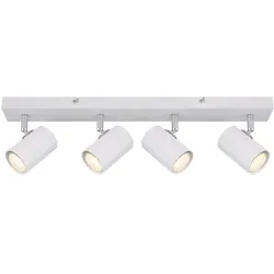 Deckenstrahler 4 Flammig weiß 4 Flammig GU10 Deckenlampe Wohnzimmer, schwenkbar, Aluminium, Metall, 4x GU10, LxBxH 53x6x14,5cm