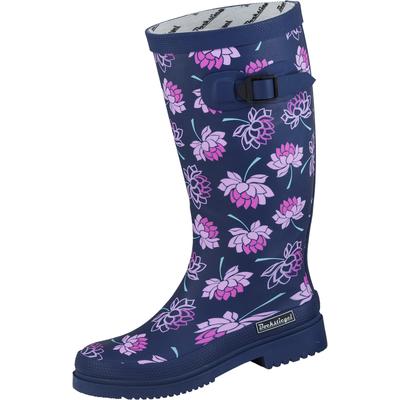 Gummistiefel BOCKSTIEGEL "Lena", Damen, Gr. 39, blau (dunkelblau, multi), Obermaterial: 100% Naturkautschuk NaRubber., Schuhe Gummistiefel
