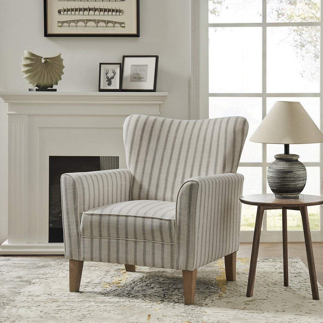 Lark Manor Gustaf 79cm Wide Country Armchair with Solid Wood Legs Gray 91.4cm H X 78.7cm W X 83.8cm D