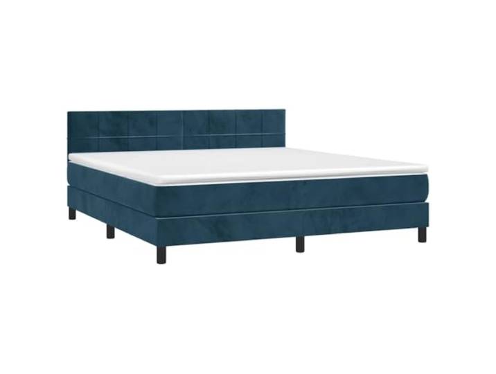 vidaXL Boxspringbett mit Matratze Dunkelblau 160x200 cm Samt