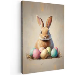 LEINWANDBILD Osterhase - Pastell - Eier Deko XXL 80x120 cm