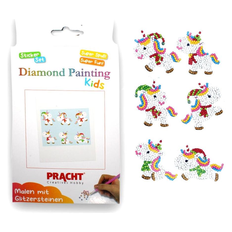 Magni PRACHT Diamond Painting Sticker Einhorn 4,5cm 6 Stück (6 Sticker) (62018372)