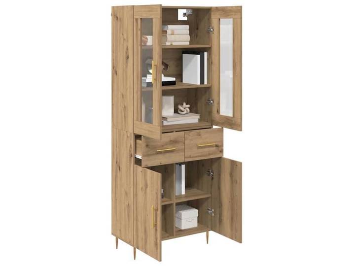 Buffet Haut Armoire minimaliste - - 2 pièces - bois d'ingénierie - chêne artisanal - 2 tiroirs - 4 portes zhl19y759