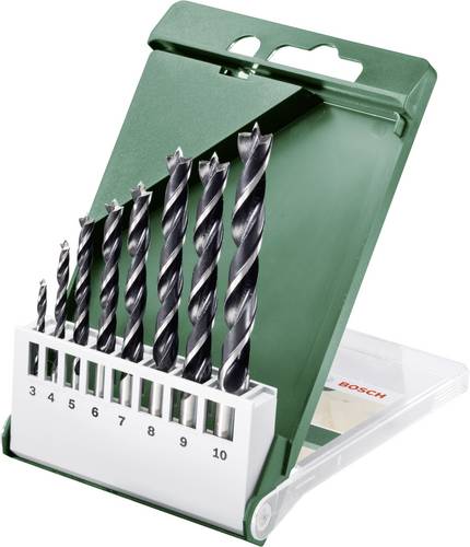 Bosch Accessories 2609255215 Holz-Spiralbohrer-Set 8teilig 3 mm, 4 mm, 5 mm, 6 mm, 7 mm, 8 mm, 9 mm, 10mm Zylinderschaft 1 Set