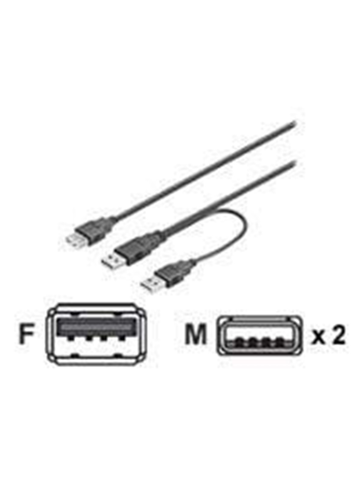 Deltaco USB 2.0 Y Kabel 2xM -> 1xF -30cm