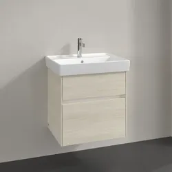 Villeroy und Boch Collaro Waschtischunterschrank C008B0AA 55,4x54,6x44,4cm, Waschbecken mittig, LED-Beleuchtung, white oak