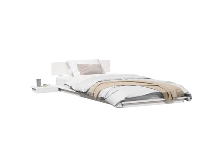 PUGYNBK Bettgestell 90 x 200 cm, Weiß, Holz Nachttisch, rechteckiges Design, robust, einfache Reinigung, für Schlafzimmer