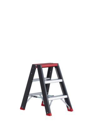 Doppelstufenstehleiter Professional Topline, Aluminium, 6 Stufen, schwarz