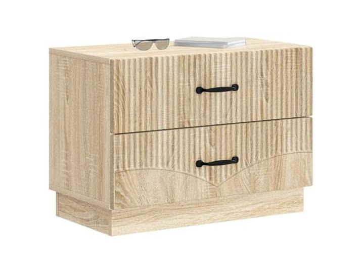 KTHLBRH Nachttisch mit 2 Schubladen, Eiche Sonoma, 62 x 34,5 x 44,5 cm Holztechnik, Vintage-Design, einfache Wartung, multifunktionale Verwendung