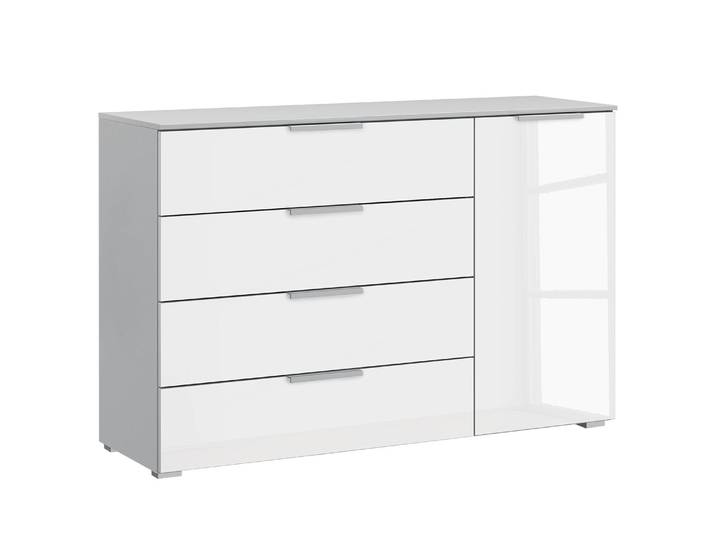 Sideboard x4+1 120 x 81 x 42cm Weiß/Hochglanz Weiß/Seidengrau Korpusfarbe