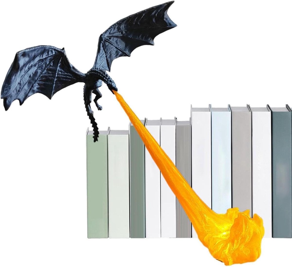 Draken Boekensteunen Decoratief Beeld Rode Vlam Hoogte: 10 cm