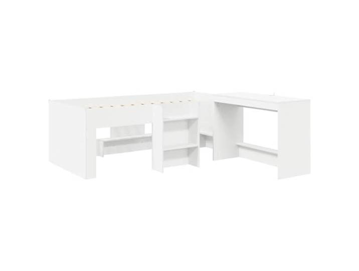 SKTQYQO Hochbett mit Schreibtisch weiß 2 Stück Technisches Holz, Lattenrost, einfache Montage, Verwendung im Innenbereich