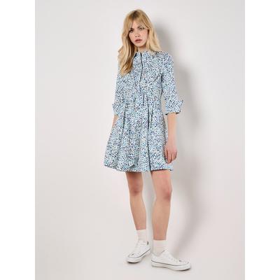 Minikleid APRICOT "Popeline-Kleid", Damen, Gr. XL (42), N-Gr, weiß, Obermaterial: 95% Baumwolle CO. 5% Elasthan EL., gemustert, Kleider Minikleid, mit Gürtel