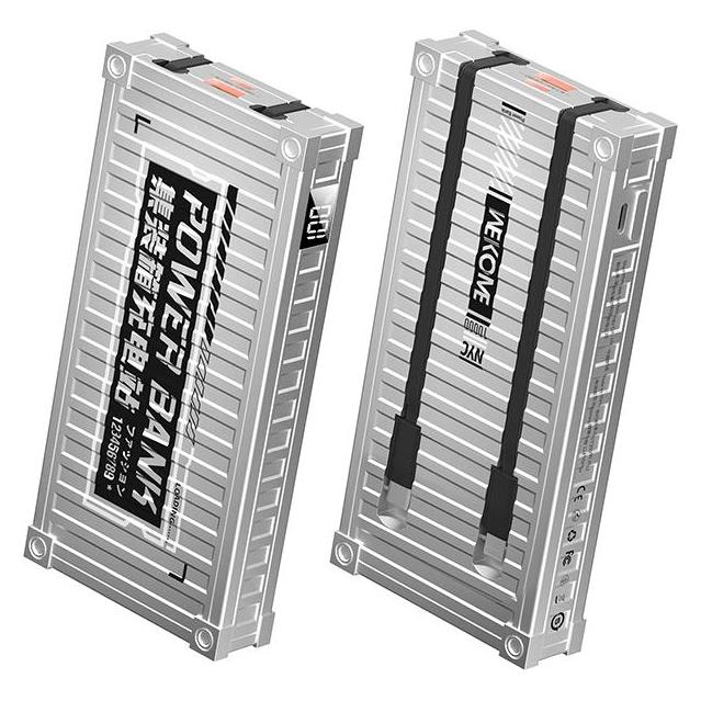 Wekome Powerbank 10000mAh 20W Serie Container (10000 mAh, 20 W, 37 Wh) (WK-WP-339_SILVER)