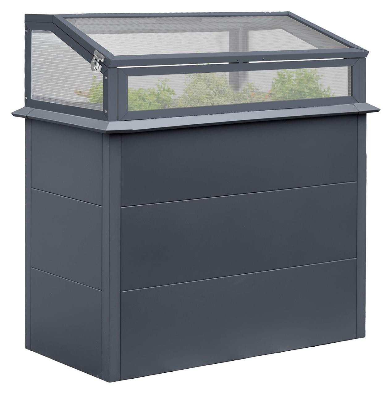 Westmann Primus Plus M metalen verhoogd plantenbed met opbouw voor een koude kas, antracietkleurig