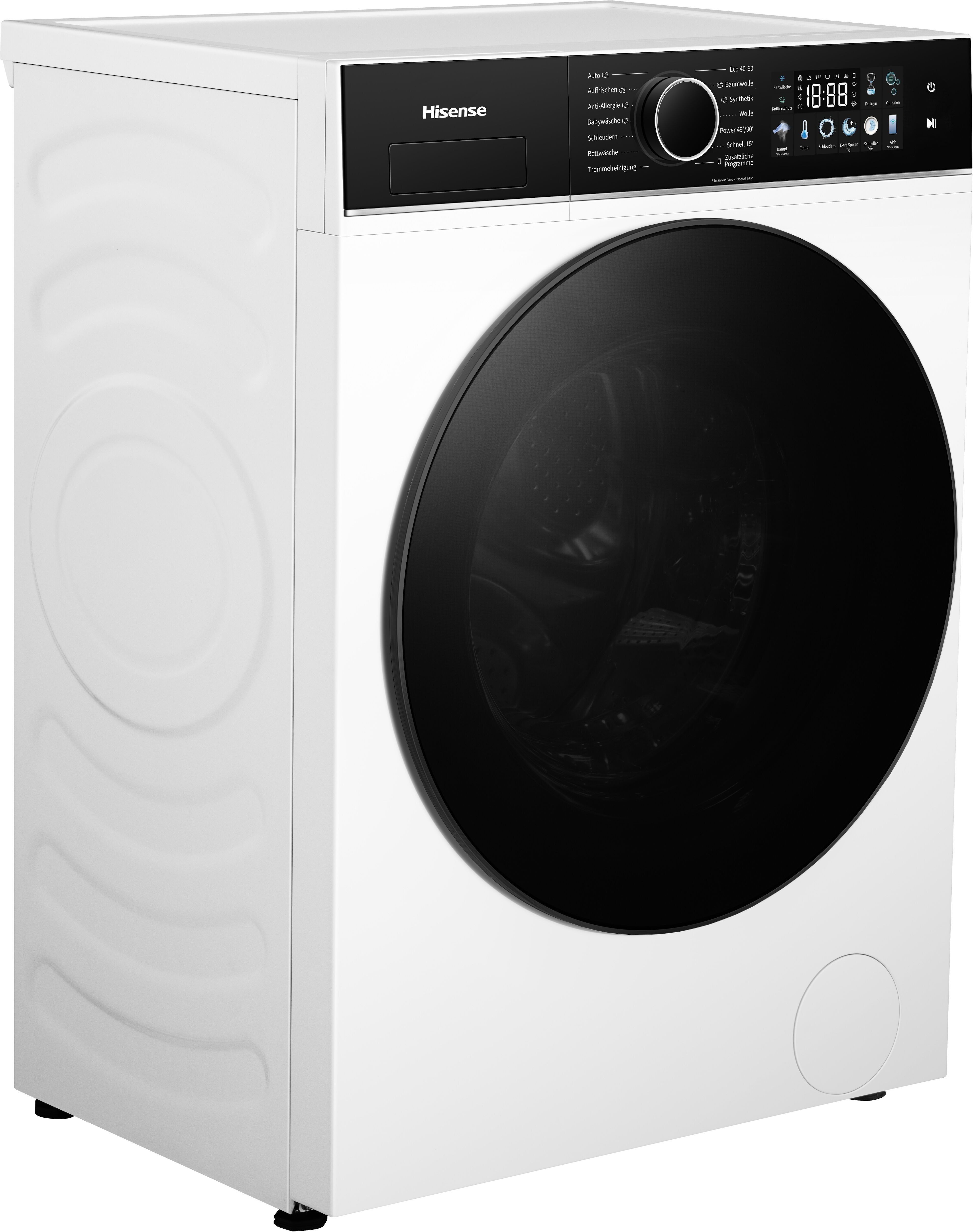 HISENSE Waschmaschine "WF3I8043BWFAQ", Energieeffizienz: A (A-G), weiß, B:59,5cm H:84,5cm T:47cm, Waschmaschinen, Farbdisplay, Dampffunktion, Energie 30% besser als A