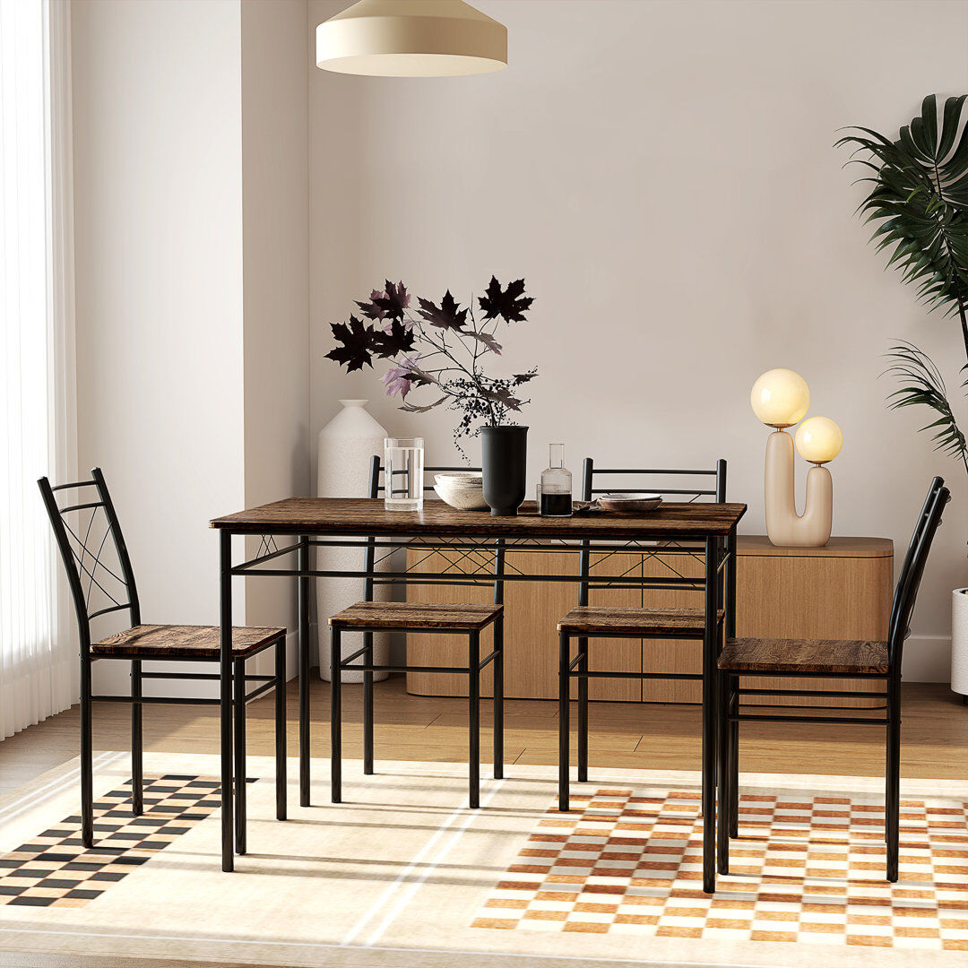 Borough Wharf Anash 4 -Person Dining Set Brown 4