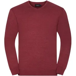 Russell Collection Strickpullover – V-Ausschnitt, cranberry marl, XXS