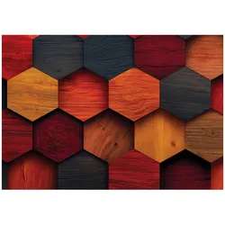 FOTOTAPETE Holz Geometrie Orange 350x250 cm