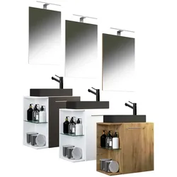 VCM 3-tlg Set   Waschplatz für Gäste WC   Gästebad   Waschtisch mit Spiegel   Badezimmer Set – Hausa SC-BL