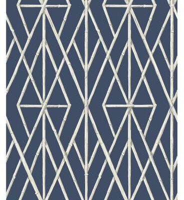 York Wallcoverings Riviera Bamboo Trellis Navy Wallpaper