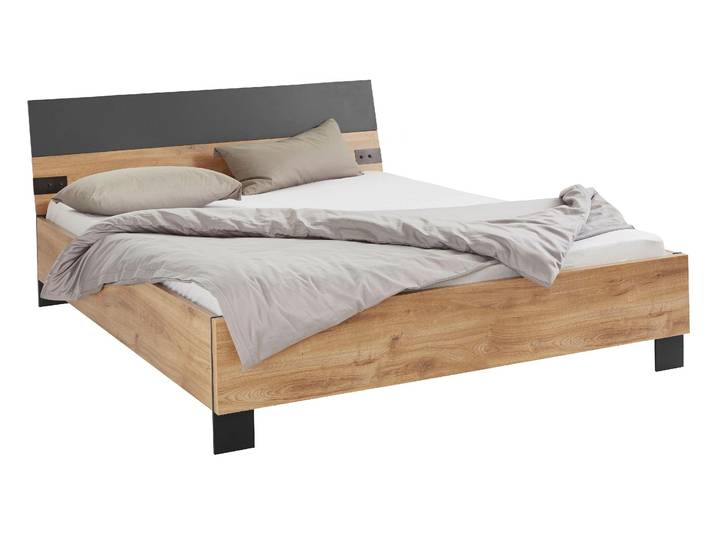 Futonbett WIMEX Malmö, Bett Made in Germany , grau (plankeneichefarben, graphit), B:168cm H:94cm L:210cm, Betten, Futonbett, im beliebten Industrial look, 3 Breiten zur Auswahl