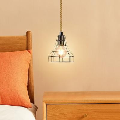 Schwarze Kücheninsel-Leuchte im Vintage-Stil aus Hanfseil: Verleihen Sie Ihrem Zuhause einen Boho-Touch!