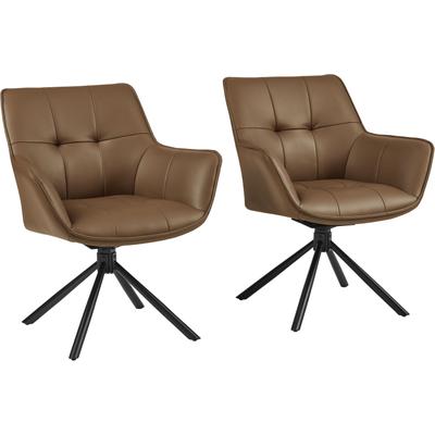 Drehstuhl OTTO HOME "Lika", braun (cognac, schwarz), B:69cm H:85cm T:68cm, Stühle, Drehstuhl, echtes Leder, 360 Drehfunktion, Steppnähte, Metallgestell