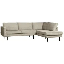 Ecksofa Rodeo aus Struktursamt, modern und komfortabel, rechts, creme Wheatfield