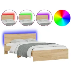 vidaXL Bettgestell mit Kopfteil LED-Beleuchtung Sonoma-Eiche 120x200cm