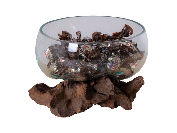 Vase San Marino Waterdrop Transparent/Teakfarben