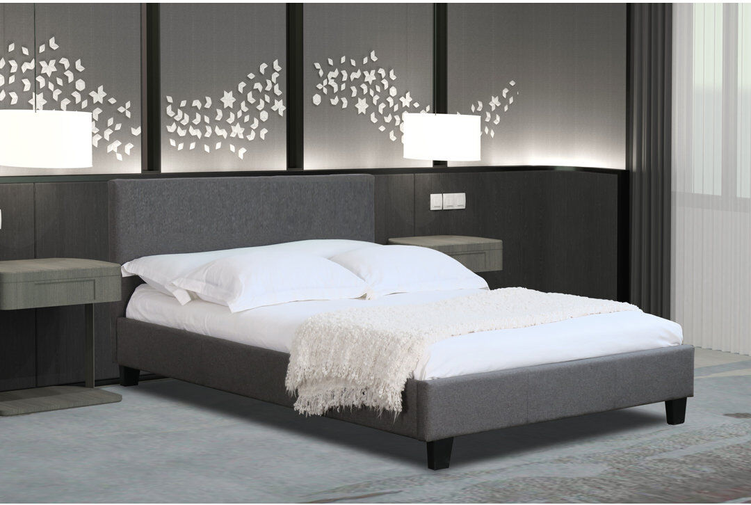 17 Stories Fedorko Upholstered Bed Dark Grey Kingsize (5')