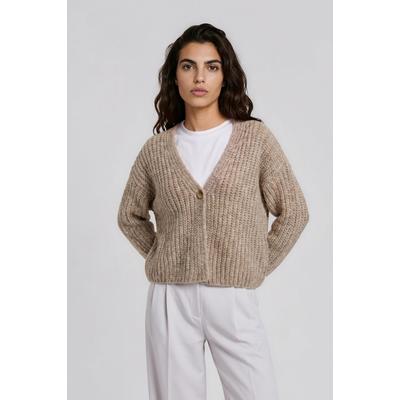 Cardigan MILANO ITALY, Damen, Gr. S, sand, Material: 47% Polyacryl, 22% Polyamid, 18% Wolle, 11% Mohair, 2% Polyester, meliert, kurz, V-Ausschnitt, eingesetzt gerader Abschluss, Strickjacken, in weicher Haptik