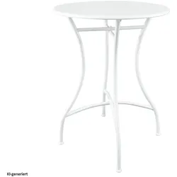 HTI-Living, Gartentisch + Balkontisch, Bistro Sitzgruppe Metall Creme Tisch mit 2 Stühlen Balkon Set Gartenmöbel
